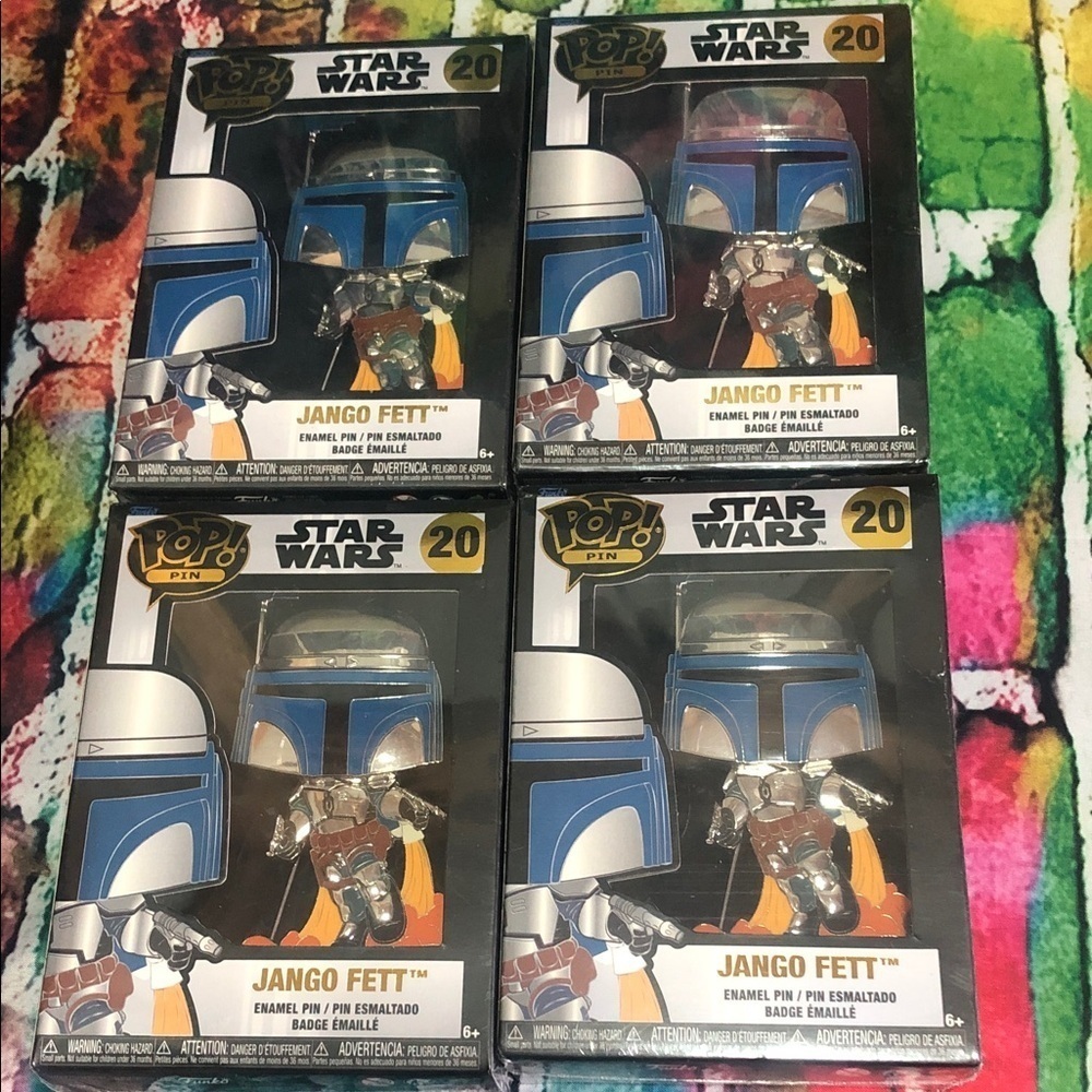 Pop Jango Fett collectors pins lot of 4 - Blue and Silver